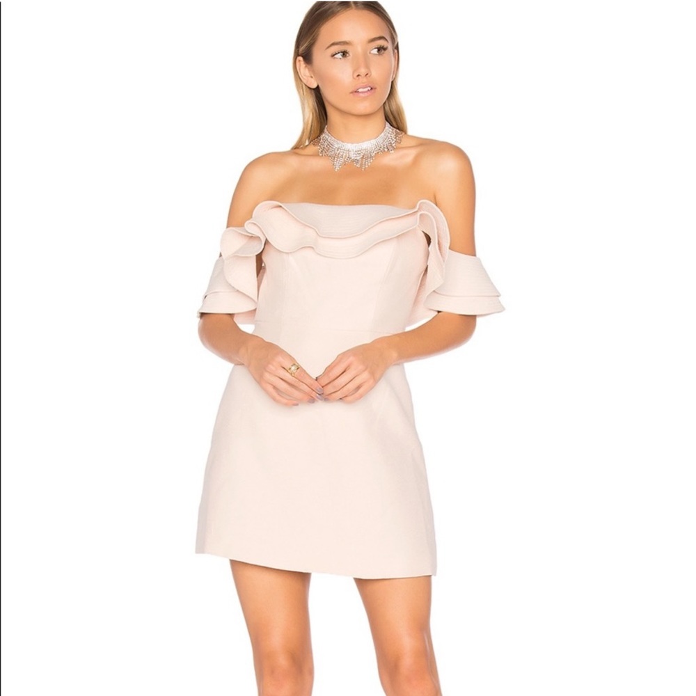 C/MEO COLLECTIVE (Revolve) First Impression Ruffle Dress in Blush size XS